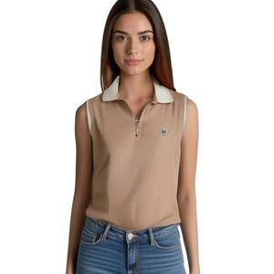 ORLY Golf Blush Pink Sleeveless Collared Tank Top M